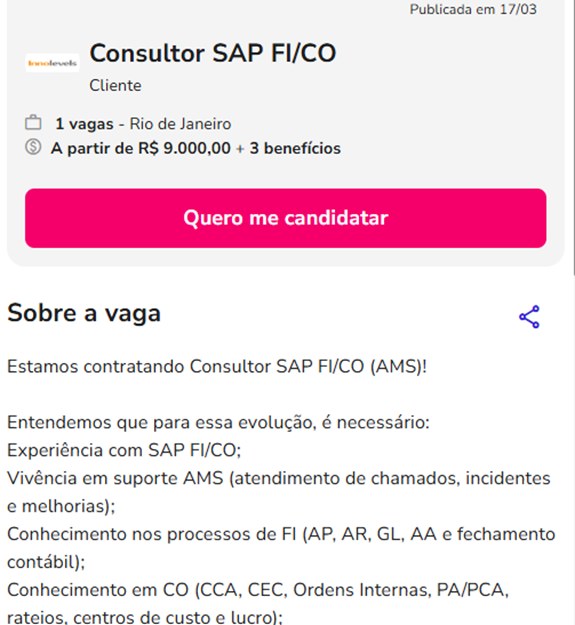 Consultor SAP FI/CO — a partir de R$ 9.000